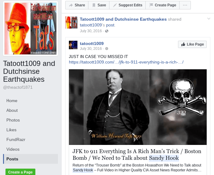 Dutchsinse Hoaxer Facebook Page (Tatoott1009 and Dutchsinse Earthquakes)