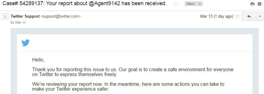 Agent19 kicked from Twitter with case number!