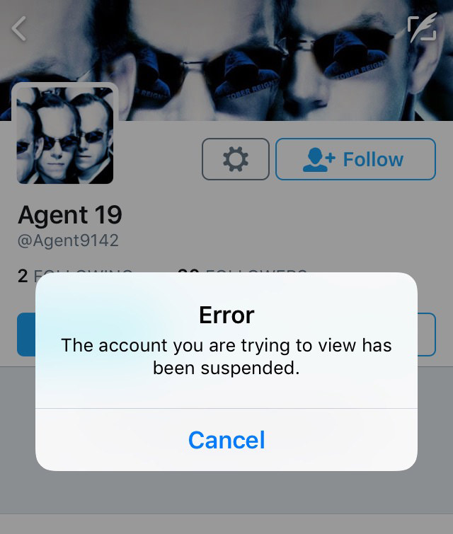 Agent19 as Agent9142 on Twitter - suspended